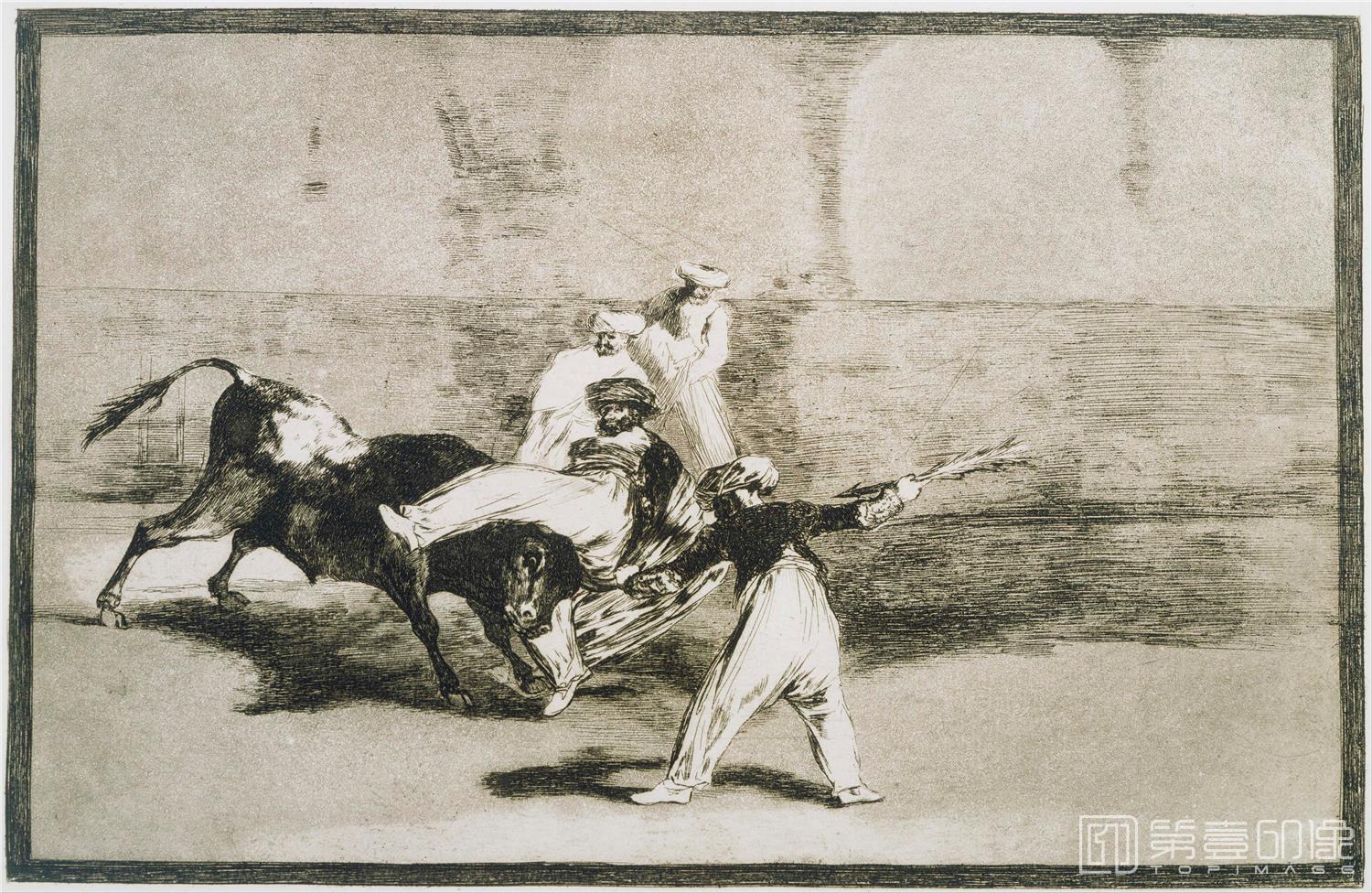 速写-美国菲利普美术馆-Francisco José de Goya SpanishA Moor Caught by the Bull... from La Tauromaquia-118